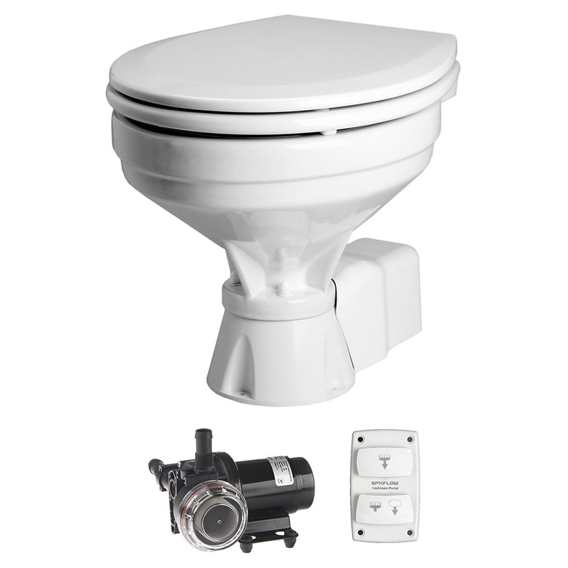 Johnson Pump Aqua T Toilet Silent Electric Comfort – 12V w/Pump [80-47232-01]