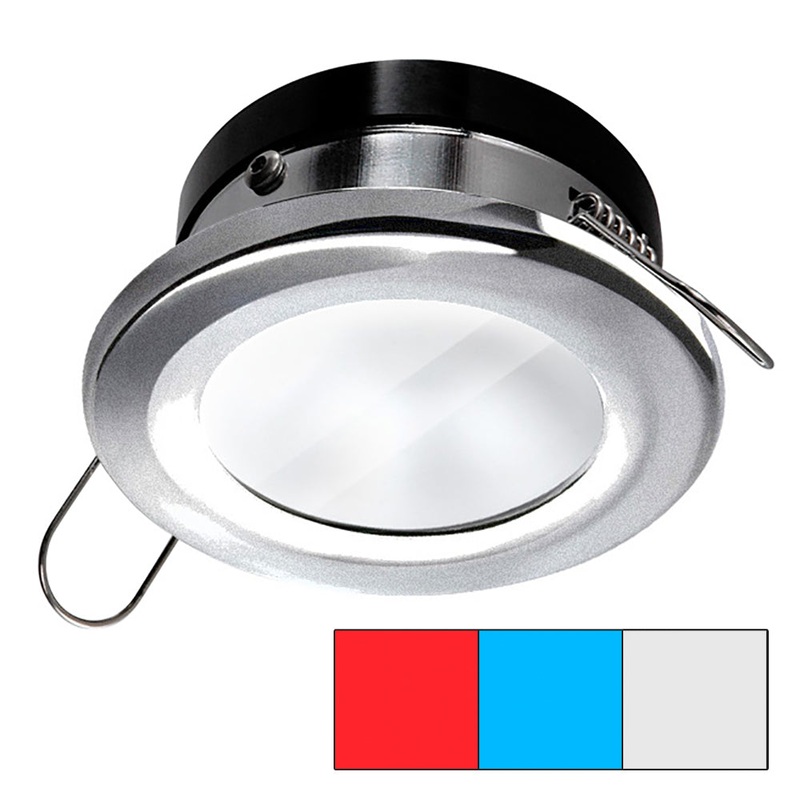 i2Systems Apeiron A1120 Spring Mount Light – Round – Red, Cool White  Blue – Brushed Nickel [A1120Z-41HAE]