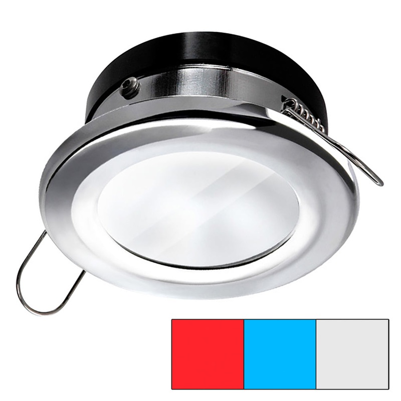 i2Systems Apeiron A1120 Spring Mount Light – Round – Red, Cool White  Blue – Polished Chrome [A1120Z-11HAE]