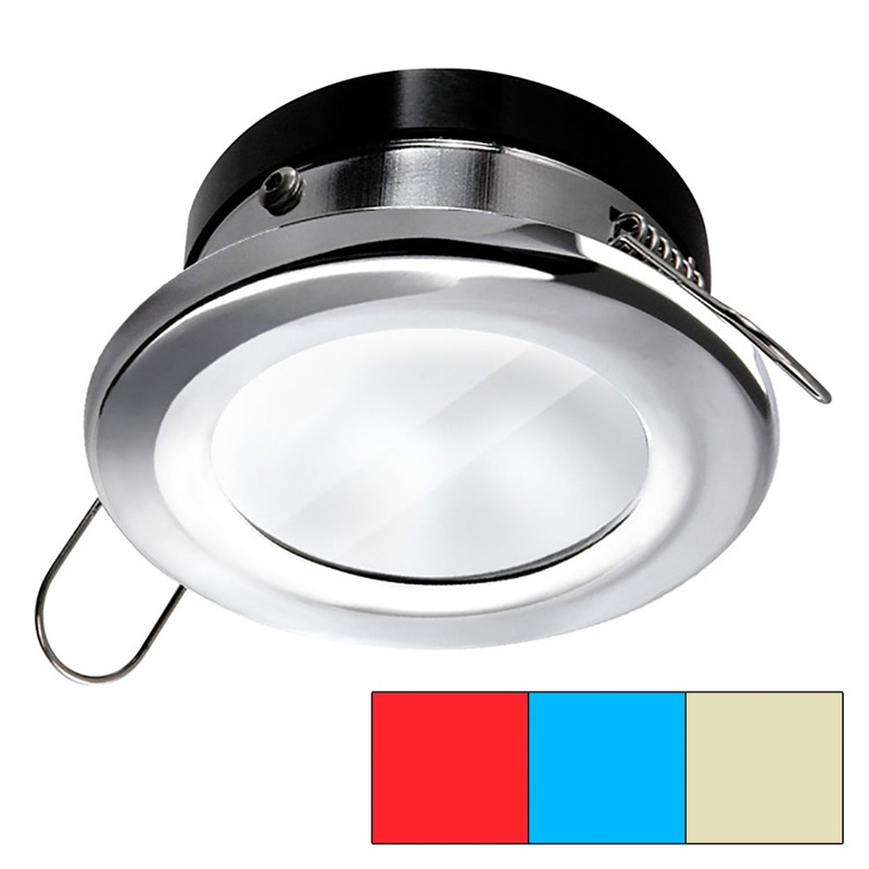 i2Systems Apeiron A1120 Spring Mount Light – Round – Red, Warm White  Blue – Polished Chrome [A1120Z-11HCE]