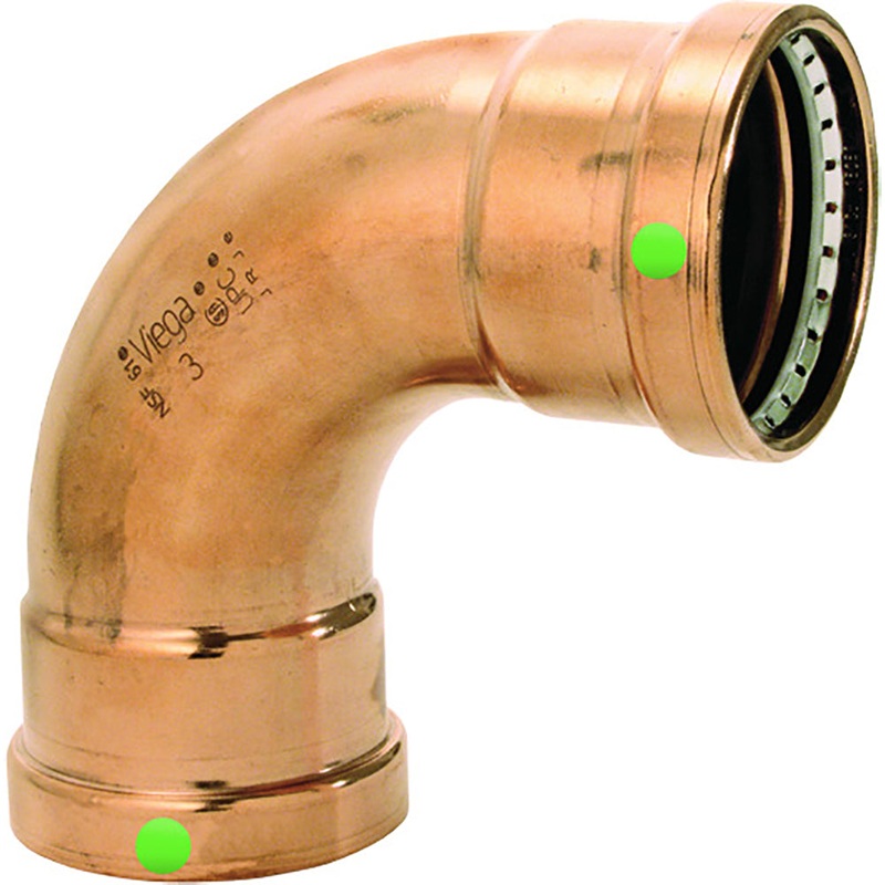 Viega ProPress 2-1/2 – 90 Copper Elbow – Double Press Connection – Smart Connect Technology [20623]