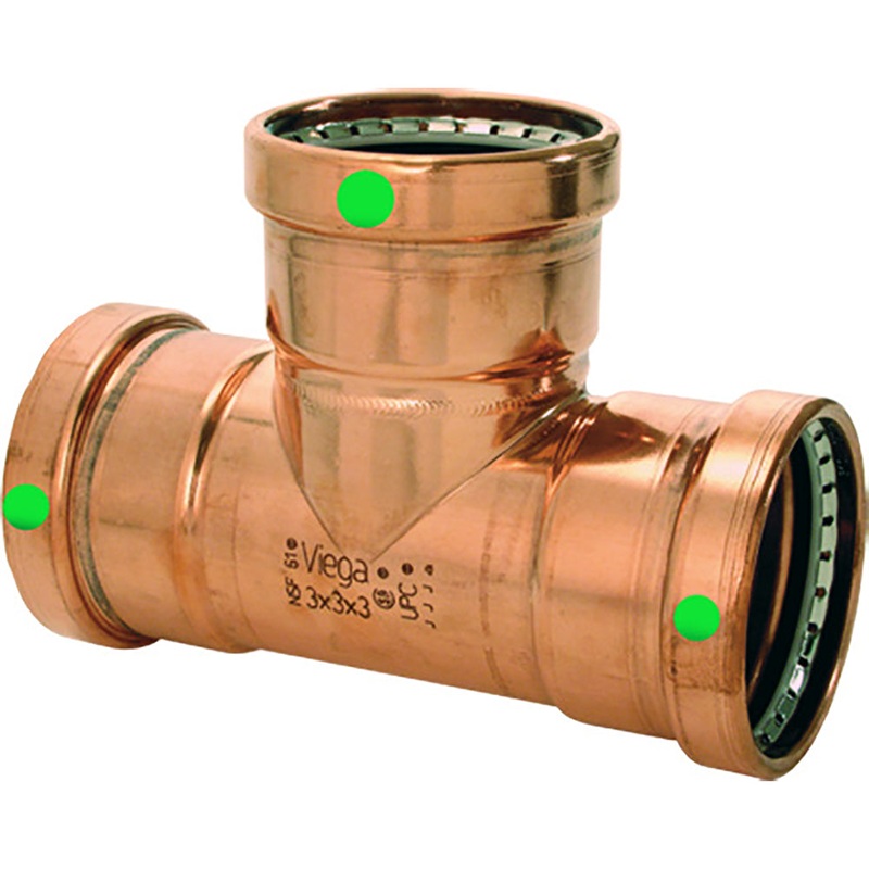 Viega ProPress 2-1/2 Copper Tee – Triple Press Connection – Smart Connect Technology [20683]