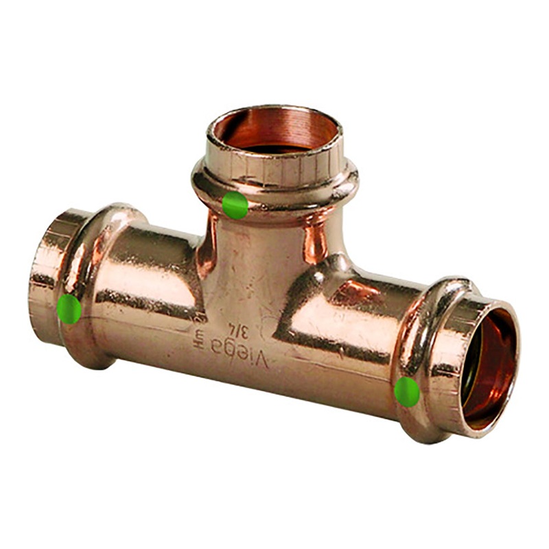 Viega ProPress 2 Copper Tee – Triple Press Connection – Smart Connect Technology [77477]