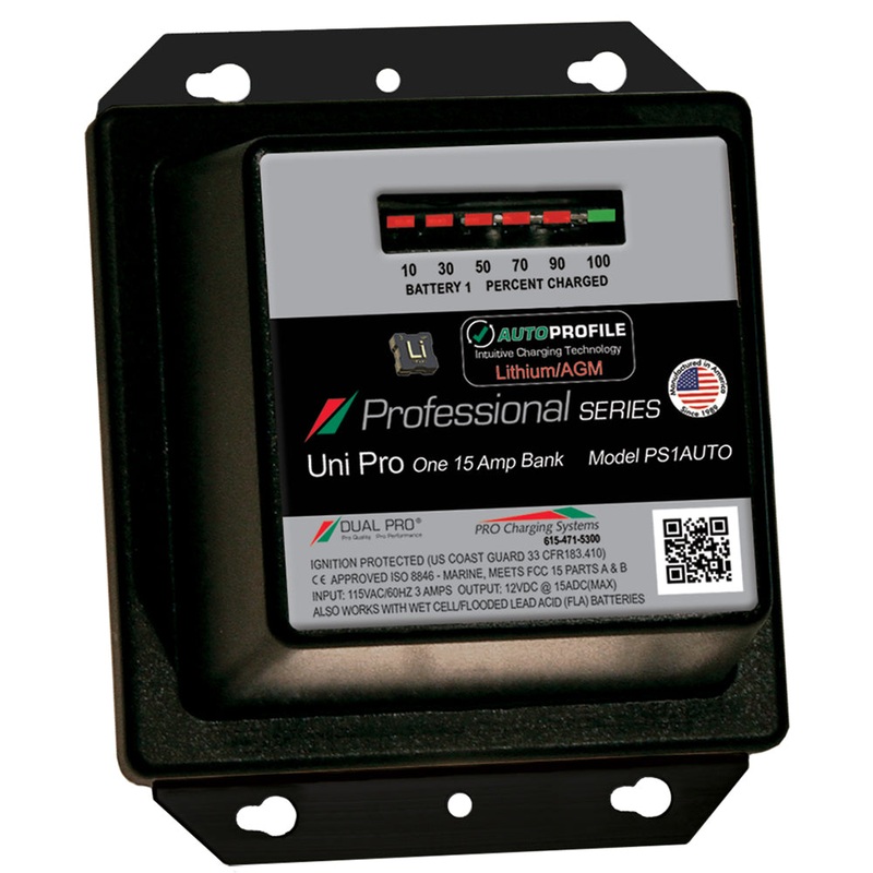 Dual Pro PS1 Auto 15A – 1-Bank Lithium/AGM Battery Charger [PS1AUTO]