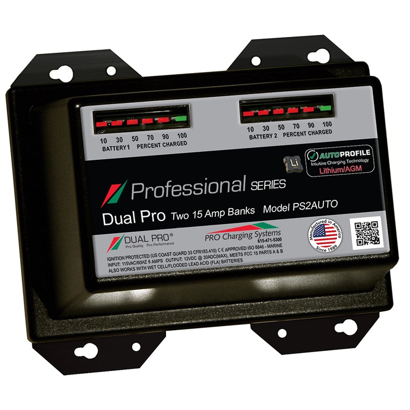Dual Pro PS2 Auto 15A – 2-Bank Lithium/AGM Battery Charger [PS2AUTO]