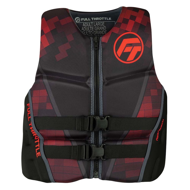 Full Throttle Mens Rapid-Dry Flex-Back Life Jacket – 2XL – Black/Red [142500-100-060-22]