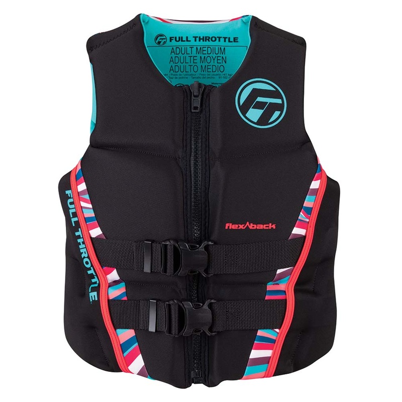 Full Throttle Womens Rapid-Dry Flex-Back Life Jacket – Womens XS – Pink/Black [142500-105-810-22]