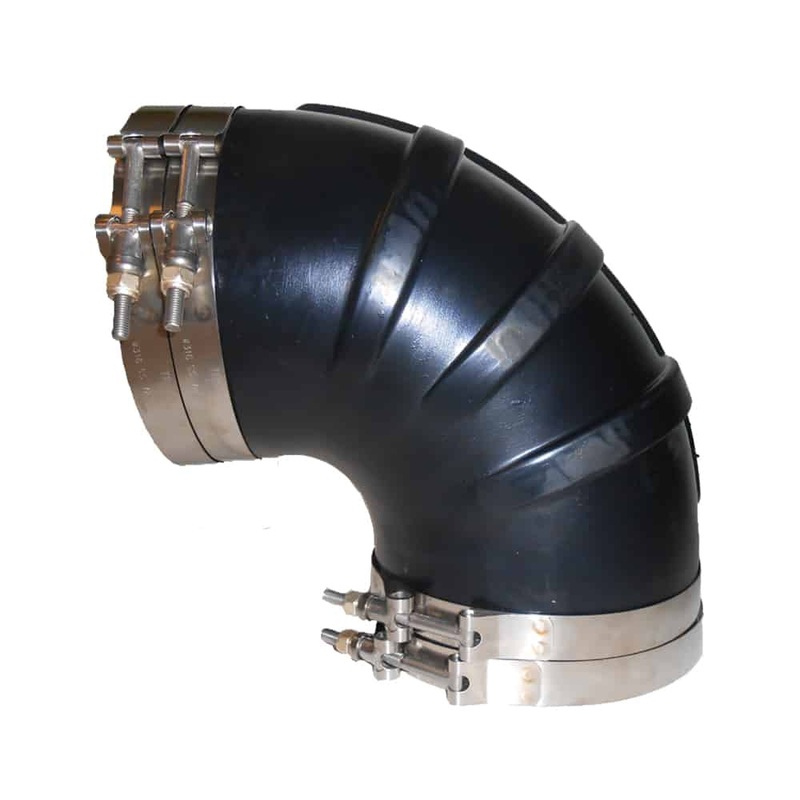 Trident Marine 3 ID 90-Degree EPDM Black Rubber Molded Wet Exhaust Elbow w/4 T-Bolt Clamps [TRL-390-S/S]