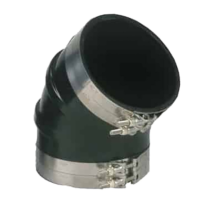 Trident Marine 4 ID 45-Degree EPDM Black Rubber Molded Wet Exhaust Elbow w/4 T-Bolt Clamps [TRL-445-S/S]