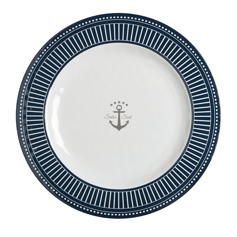Marine Business Melamine Flat, Round Dinner Plate – SAILOR SOUL – 10 Set of 6 [14001C]