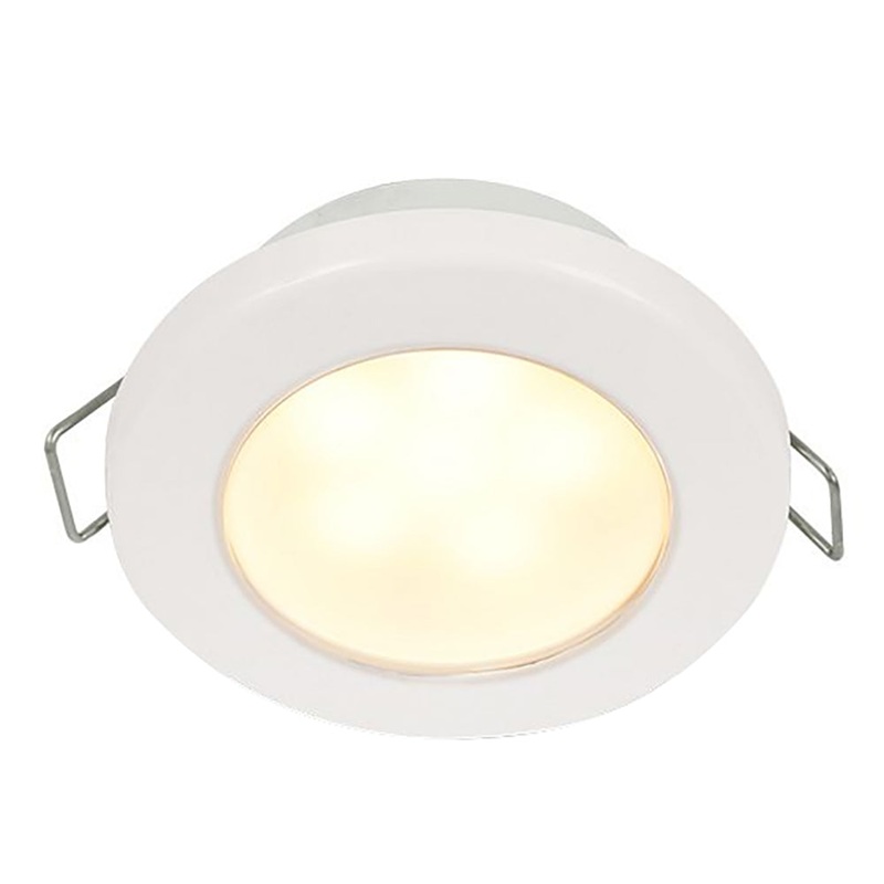 Hella Marine EuroLED 75 3 Round Spring Mount Down Light – Warm White LED – White Plastic Rim – 24V [958109611]