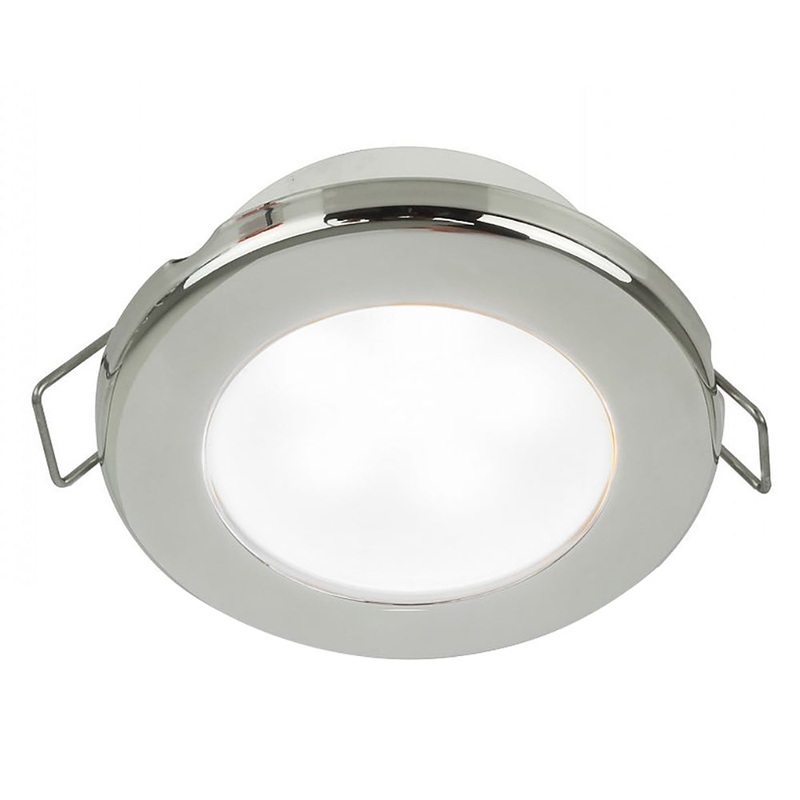 Hella Marine EuroLED 75 3 Round Spring Mount Down Light – White LED – Stainless Steel Rim – 24V [958110621]