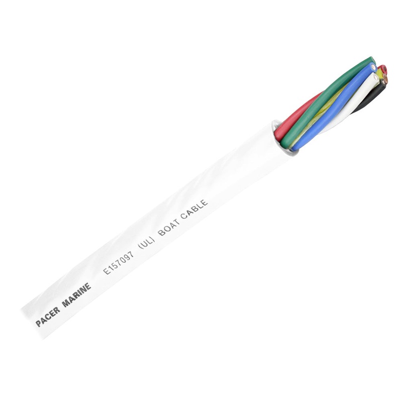 Pacer Round 6 Conductor Cable – 100 – 14/6 AWG – Black, Brown, Red, Green, Blue  White [WR14/6-100]