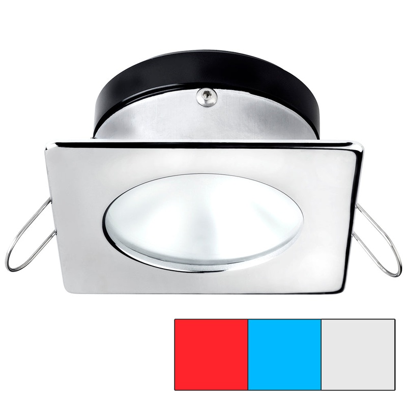 i2Systems Apeiron A1120 Spring Mount Light – Square/Round – Red, Cool White  Blue – Polished Chrome [A1120Z-12HAE]