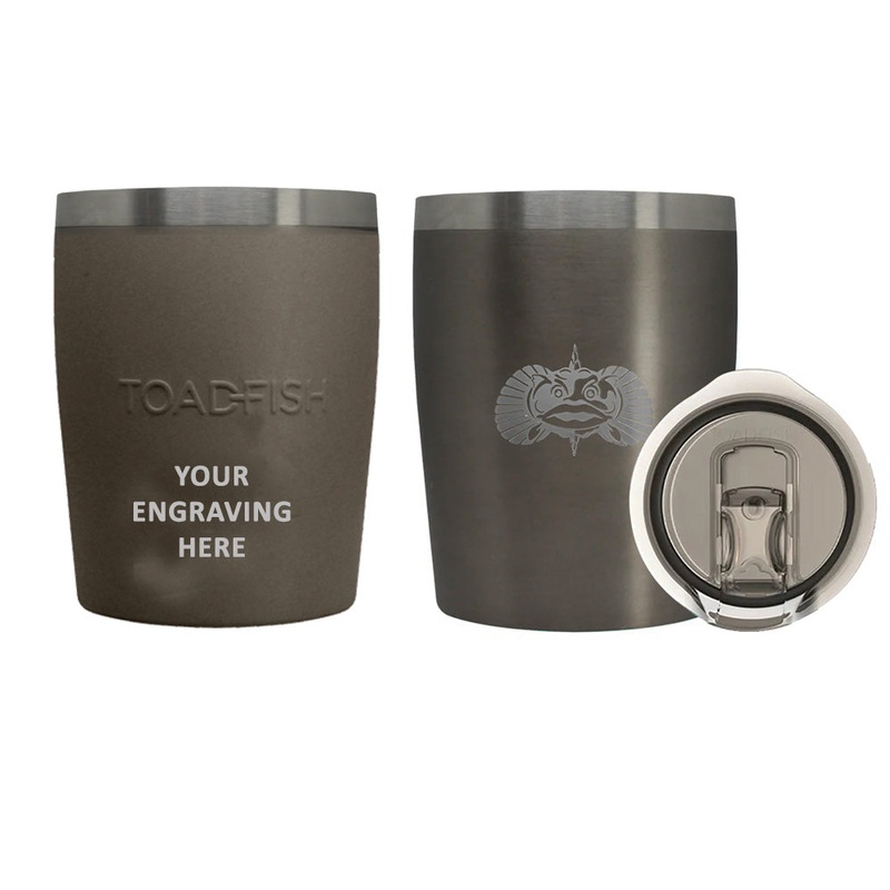 Toadfish Custom Engraved Non-Tipping 10oz Rocks Tumbler – Graphite (MINIMUM ORDER QUANTITY OF 25) [TF1077]