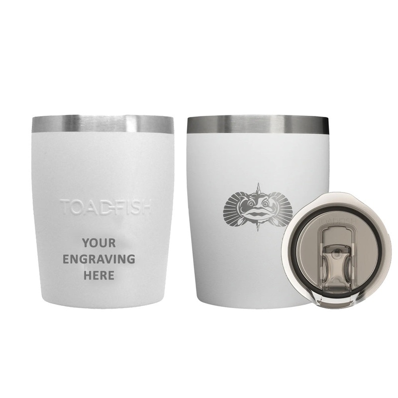 Toadfish Custom Engraved Non-Tipping 10oz Rocks Tumbler – White (MINIMUM ORDER QUANTITY OF 25) [TF1076]