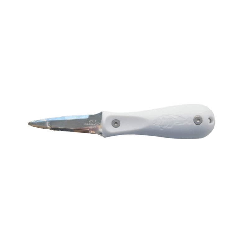 Toadfish Custom Engraved Professional Edition Oyster Knife – White (MINIMUM ORDER QUANTITY OF 25) [TF1005]