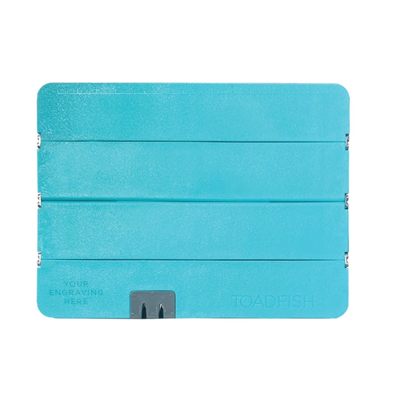 Toadfish Custom Engraved Stowaway Folding Cutting Board w/Built-In Knife Sharpener – Teal (MINIMUM ORDER QUANTITY OF 25) [TF1054]