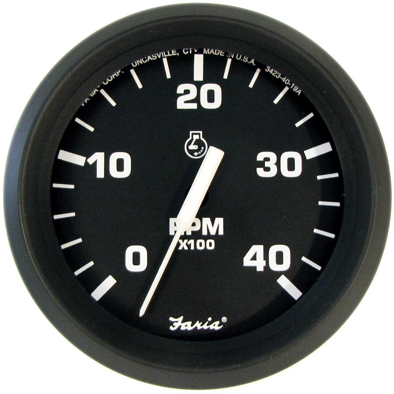 Faria 4 Tachometer Euro Style Black w/White Letters 4000RPM Diesel Mechanical Take Off  Variable Ratio Alt. [TD9122]