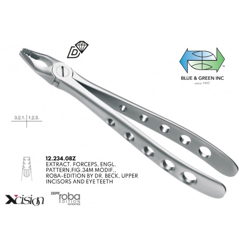 Roba Extraction Forceps, Upper Incisors and Canines (12.234.08Z)