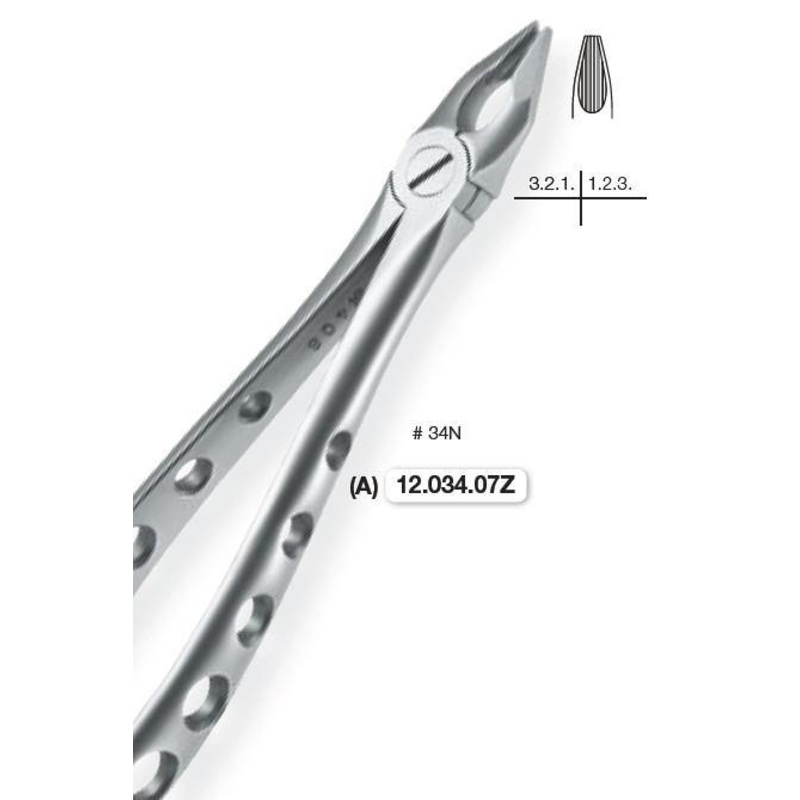 Roba Extraction Forceps, Upper Canine & Incisors, Deep Grip (12.034.07Z)