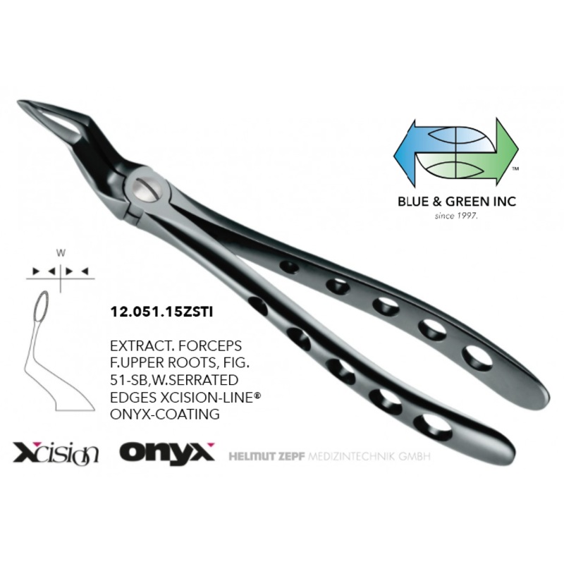 Onyx-Coating – Extraction Forceps for Upper Roots  12.051.15ZSTI