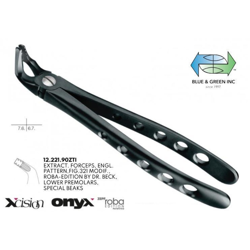 Onyx Roba Extraction Forceps, Lower Pre Molars, Special Beaks (12.221.90ZTI)