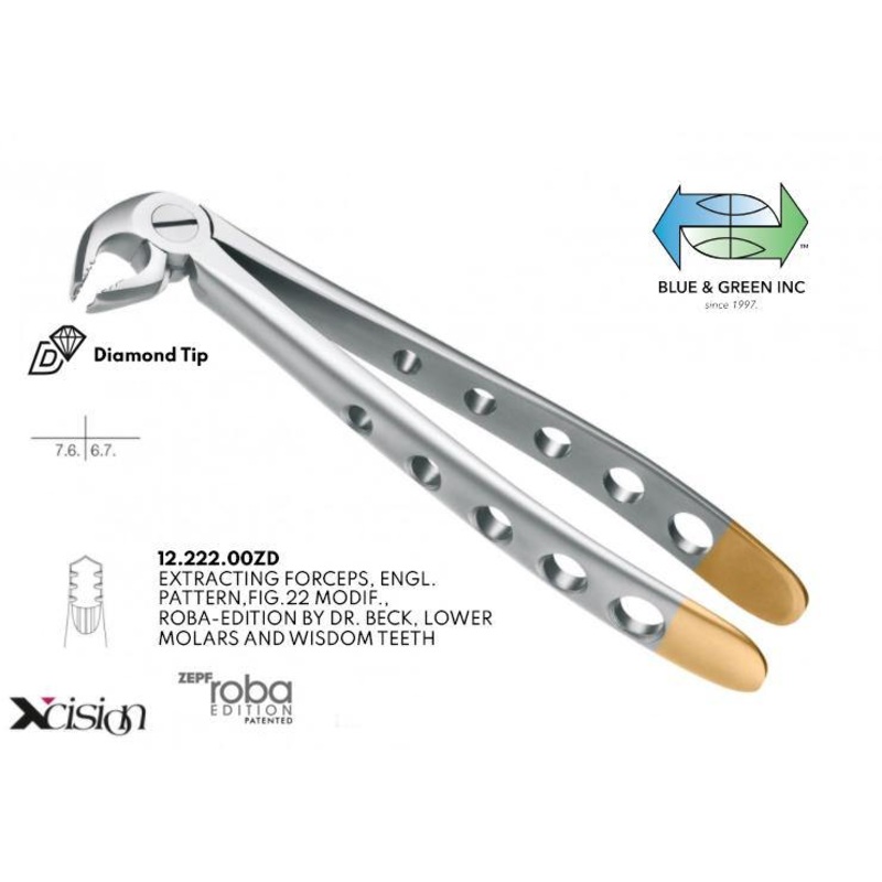 Roba Extracting Forceps, Lower Molars and Wisdom Teeth (12.222.00ZD)