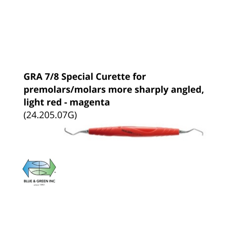 GRA 7/8 Special Curette for premolars/molars, more sharply angled, lightred-magenta (24.205.07G)