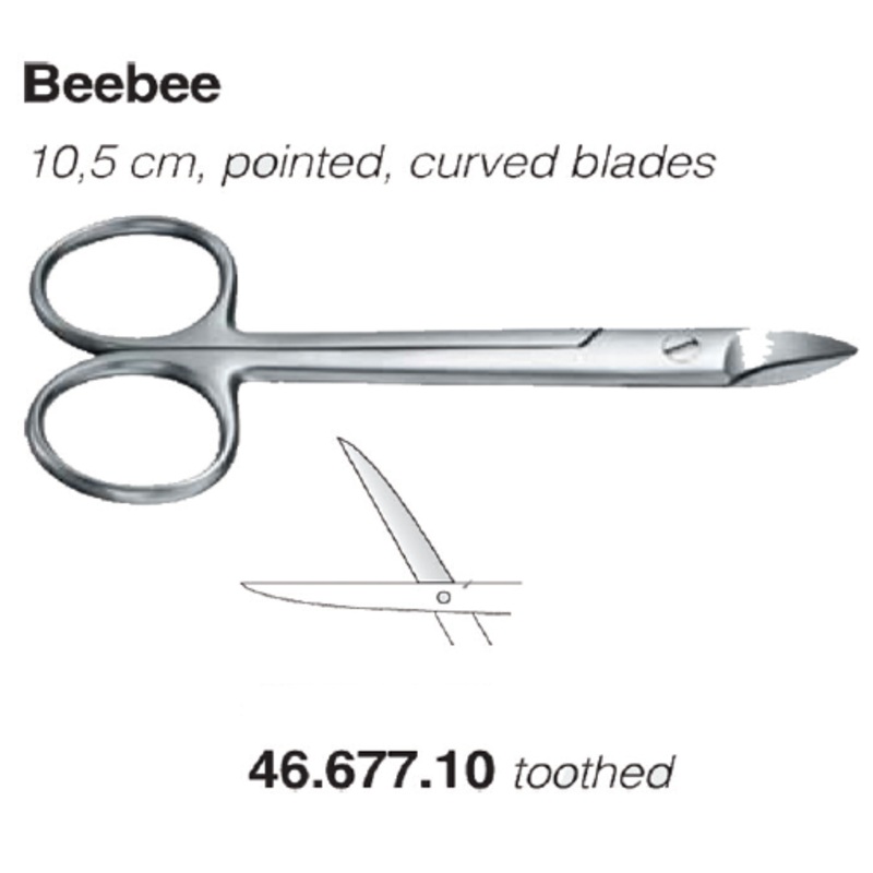 Beebee Scissors 10.5cm, Toothed, Curved Blades (46.677.10)