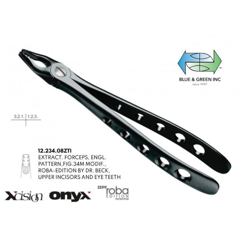 Roba Extraction Forceps, Upper Incisors and Eye Teeth, Onyx Coat (12.234.08ZTI)